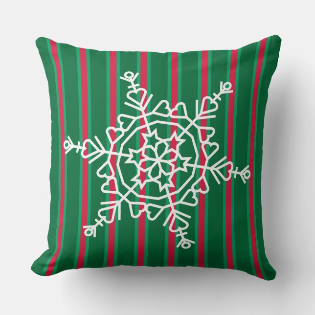 Fun and Fancy Christmas Snowflake Throw Pillow (Front)