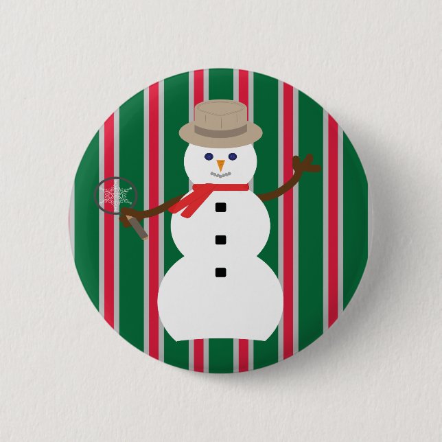 Fun and Fancy Christmas Snowman Detective Button (Front)