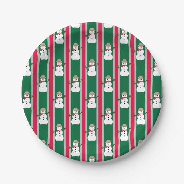Fun and Fancy Christmas Snowman Detective Paper Plates (Front)