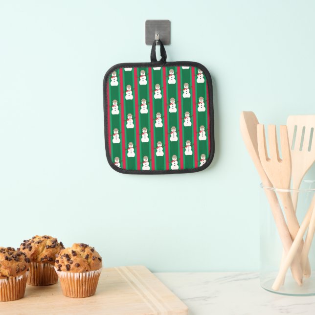 Fun and Fancy Christmas Snowman Detective Pot Holder (Insitu(Hanging))