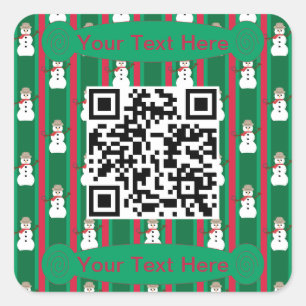 Fun and Fancy Christmas Snowman Detective QR Code Square Sticker