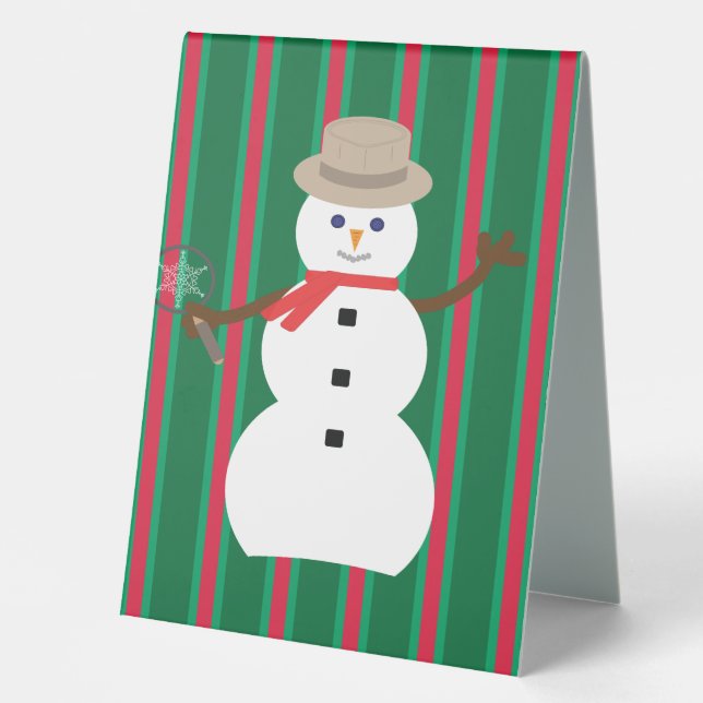 Fun and Fancy Christmas Snowman Detective Table Tent (Front)