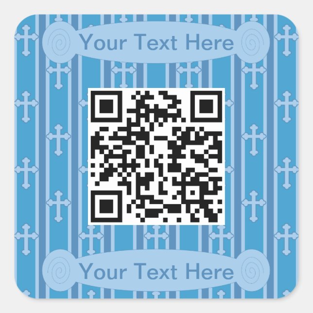 Fun and Fancy Cross QR Code Square Sticker (Front)