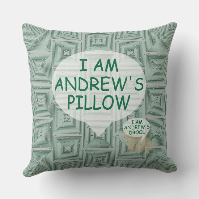 Fun and Fancy Customizable Green Maze Throw Pillow (Back)