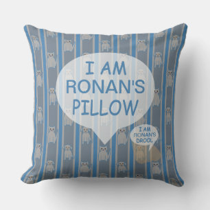 Fun and Fancy Customizable Kitty & Puppy Striped Throw Pillow