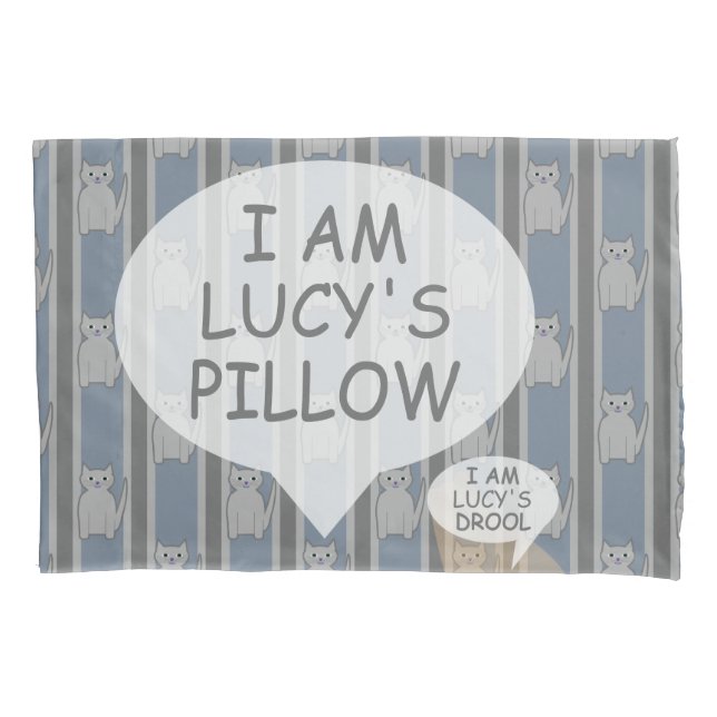 Fun and Fancy Customizable Kitty Striped Pillow Case (Front)