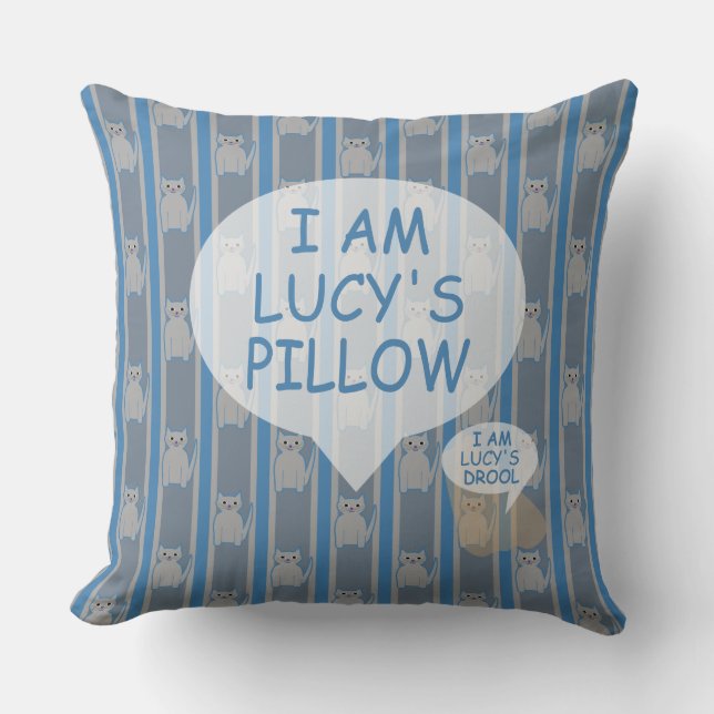 Fun and Fancy Customizable Kitty Striped Throw Pillow (Front)