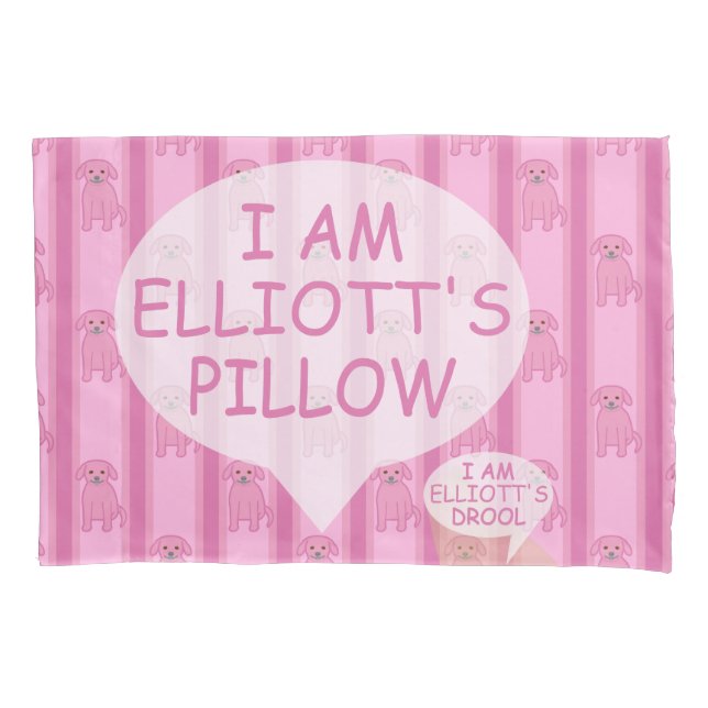 Fun and Fancy Customizable Puppy Striped Pillow Case (Front)