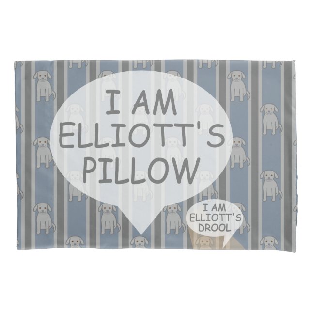 Fun and Fancy Customizable Puppy Striped Pillow Case (Front)