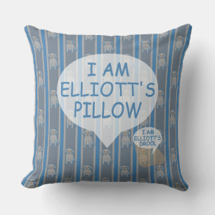 Fun and Fancy Customizable Puppy Striped Throw Pillow