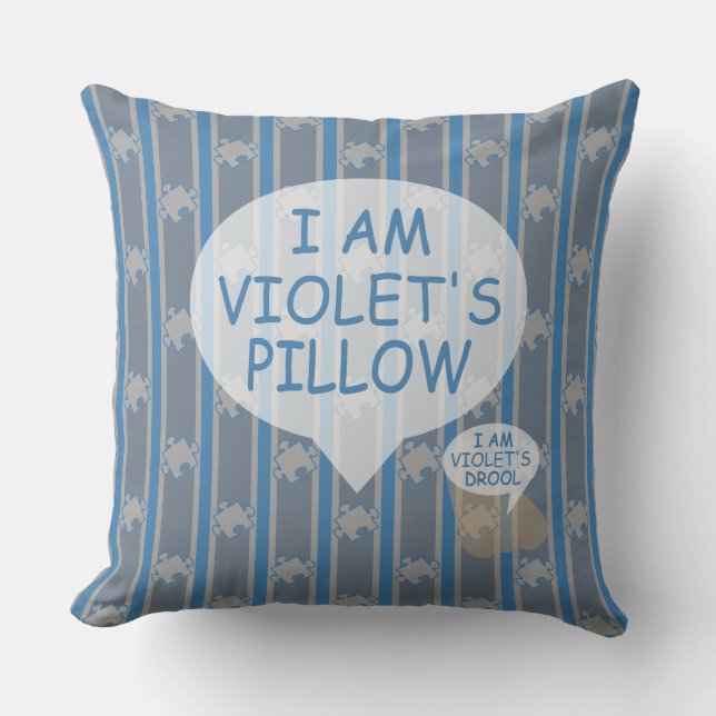 Fun and Fancy Customizable Puzzle Piece Striped Throw Pillow (Front)