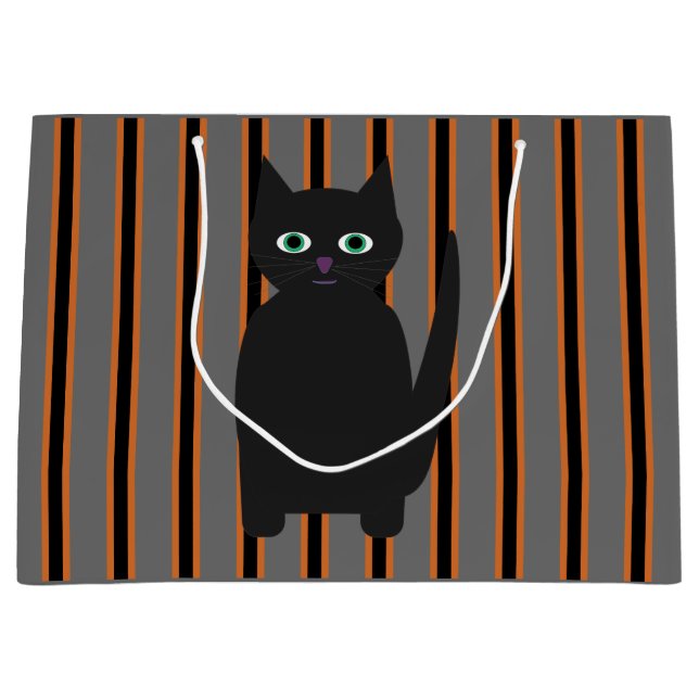 Fun and Fancy Halloween Black Cats Large Gift Bag (Front)
