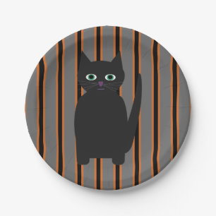 Fun and Fancy Halloween Black Cats Paper Plates