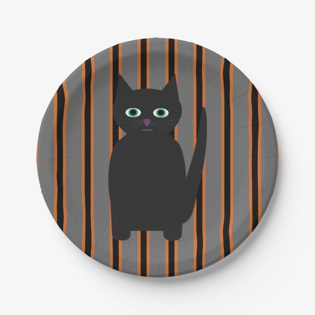 Fun and Fancy Halloween Black Cats Paper Plates (Front)