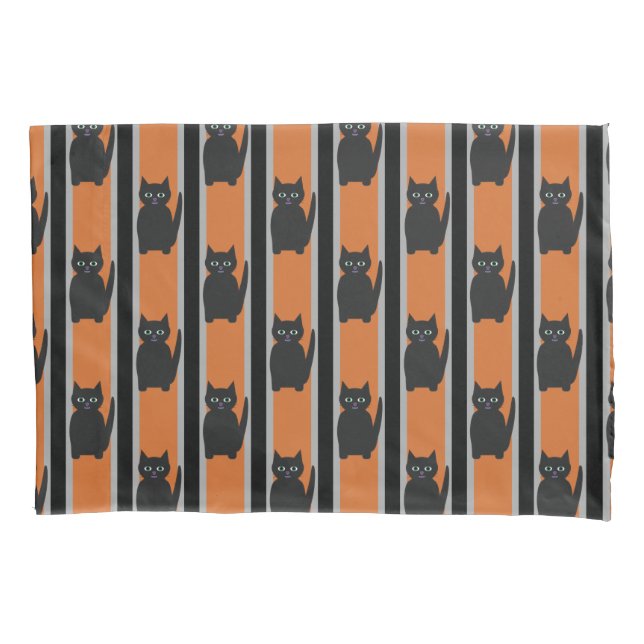 Fun and Fancy Halloween Black Cats Pillow Case (Front)