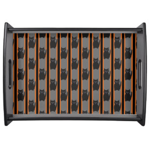 Fun and Fancy Halloween Black Cats Serving Tray