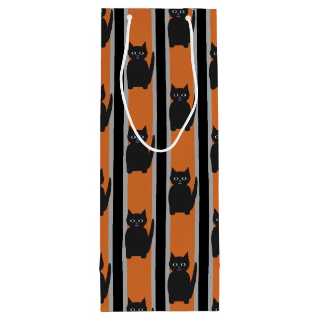 Fun and Fancy Halloween Black Cats Wine Gift Bag (Back)