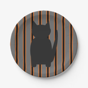 Fun and Fancy Halloween Black Silhouette Cats Paper Plates