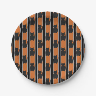 Fun and Fancy Halloween Black Silhouette Cats Paper Plates