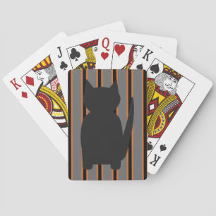 Fun and Fancy Halloween Black Silhouette Cats Poker Cards