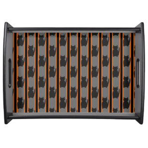 Fun and Fancy Halloween Black Silhouette Cats Serving Tray