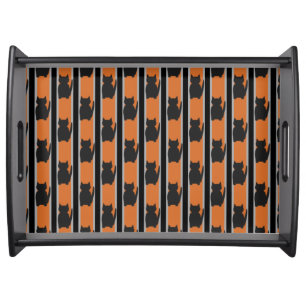 Fun and Fancy Halloween Black Silhouette Cats Serving Tray