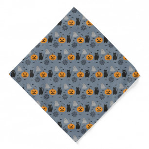 Fun and Fancy Halloween Cat Ghost Pumpkin Web Bandana