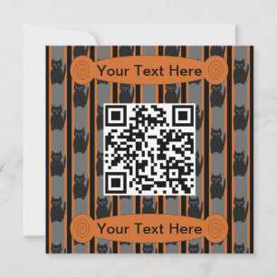 Fun and Fancy Halloween Cat QR Code Invitation
