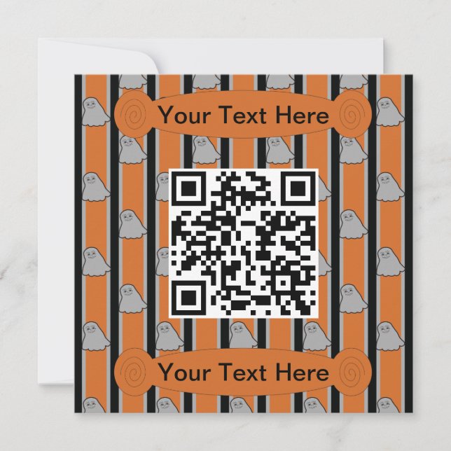 Fun and Fancy Halloween Ghost QR Code Invitation (Front)