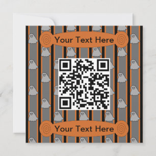 Fun and Fancy Halloween Ghost QR Code Invitation