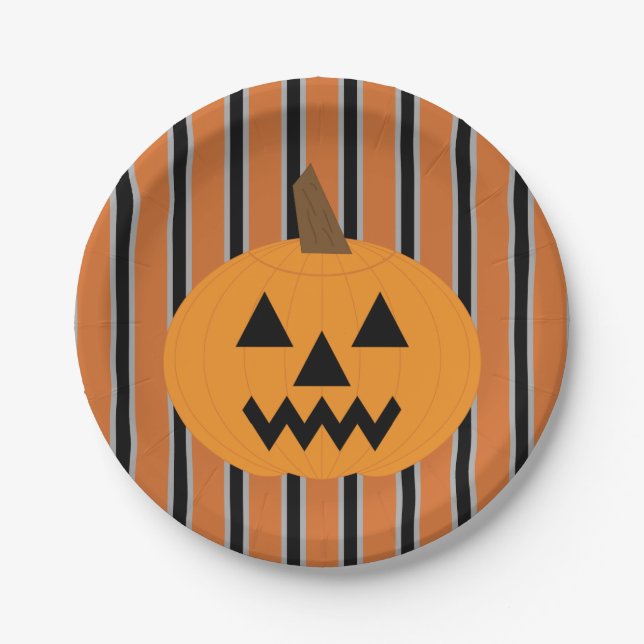 Fun and Fancy Halloween Pumpkins Paper Plates (Front)
