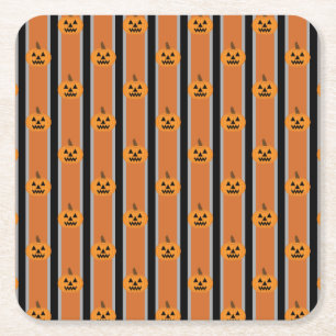 Fun and Fancy Halloween Pumpkins Square Paper Coaster