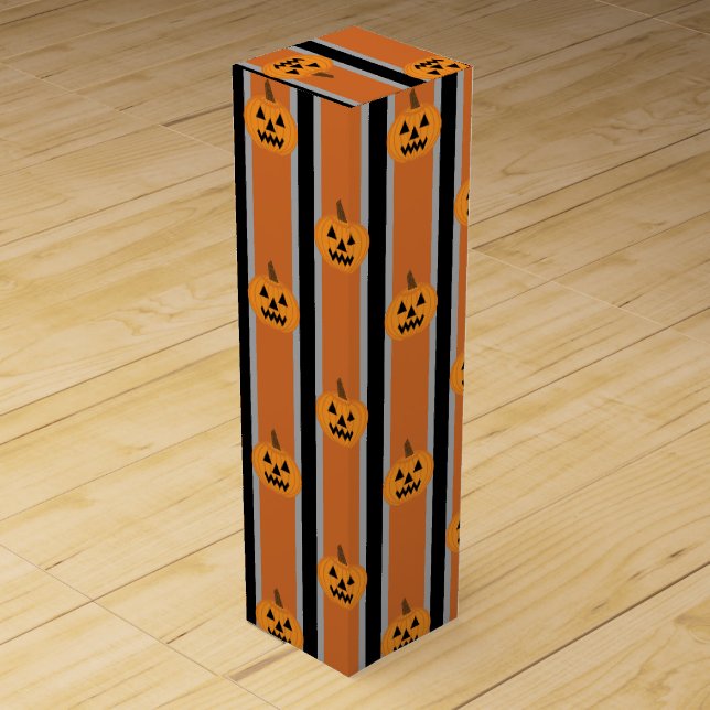 Fun and Fancy Halloween Pumpkins Wine Box (Front)