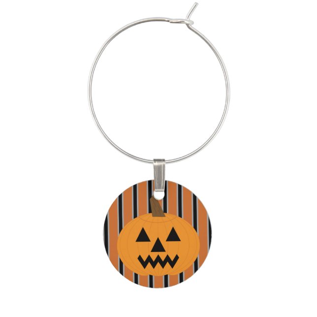 Fun and Fancy Halloween Pumpkins Wine Charm (Front)