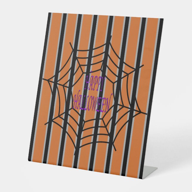 Fun and Fancy Halloween Spider Webs Pedestal Sign (Front)