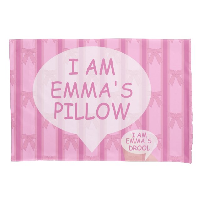 Fun and Fancy I Am Striped Pink Bow Pillow Pillow Case (Front)