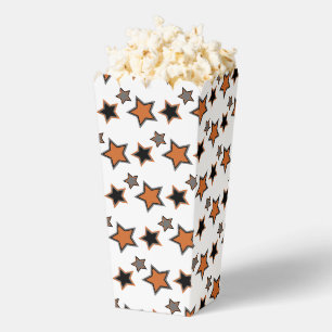 Fun and Fancy Orange Gray and Black Stars Popcorn Favor Boxes