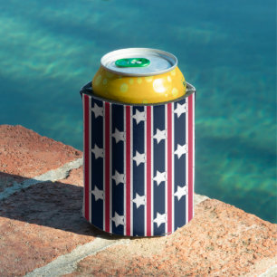 Fun and Fancy Patriotic Stars and Stripes Can Cooler