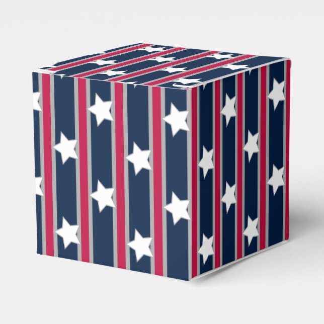 Fun and Fancy Patriotic Stars and Stripes Favor Boxes (Front Side)