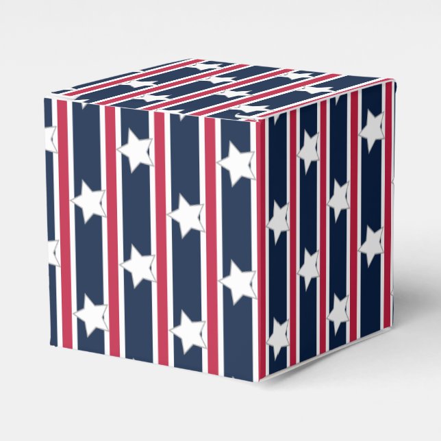 Fun and Fancy Patriotic Stars and Stripes Favor Boxes (Front Side)