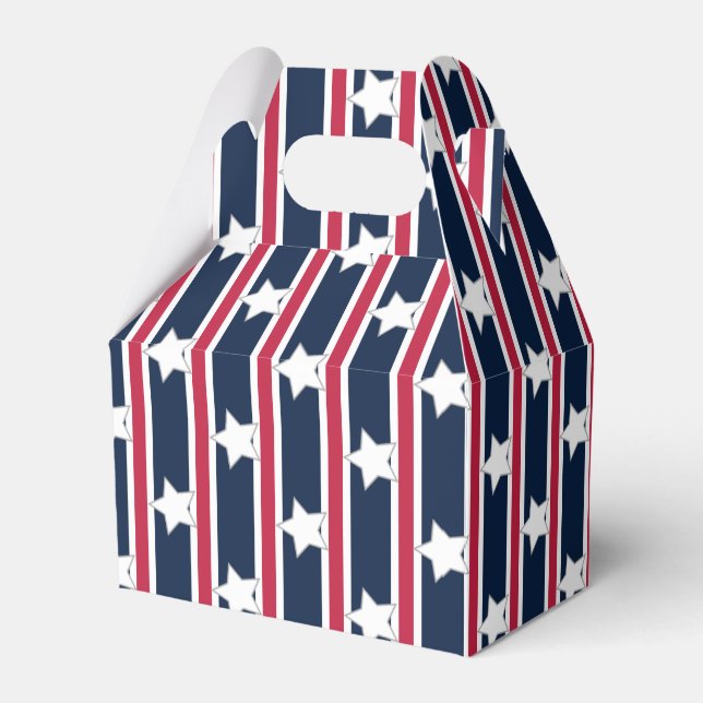 Fun and Fancy Patriotic Stars and Stripes Favor Boxes (Front Side)