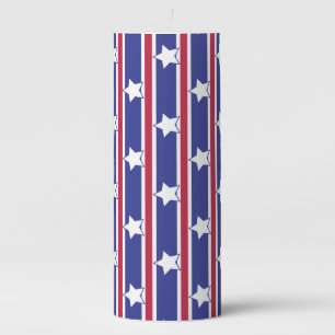 Fun and Fancy Patriotic Stars and Stripes Pillar Candle