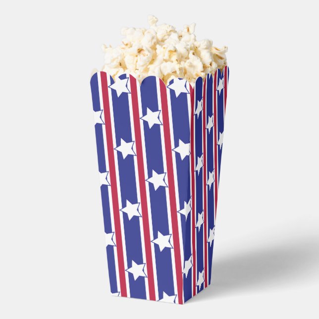 Fun and Fancy Patriotic Stars and Stripes Popcorn  Favor Boxes (Popped)