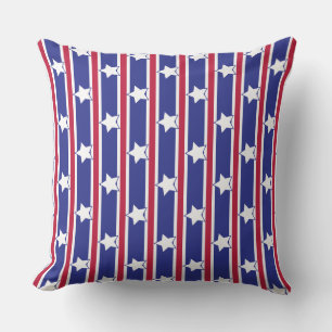 Fun and Fancy Patriotic Stars and Stripes Throw Pillow