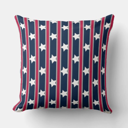 Fun and Fancy Patriotic Stars and Stripes Throw Pillow