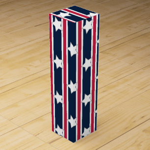 Fun and Fancy Patriotic Stars and Stripes Wine Box