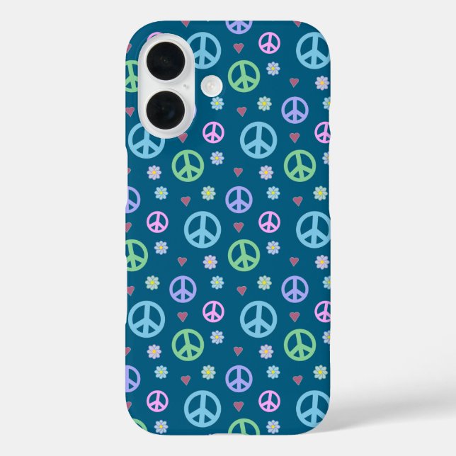 Fun and Fancy Peace Sign, Flowers & Hearts Case-Mate iPhone Case (Back)