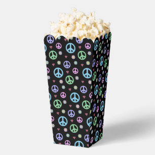 Fun and Fancy Peace Sign, Flowers & Hearts Popcorn Favor Boxes