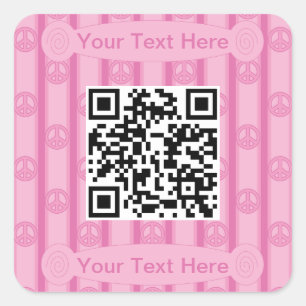 Fun and Fancy Peace Sign QR Code Square Sticker
