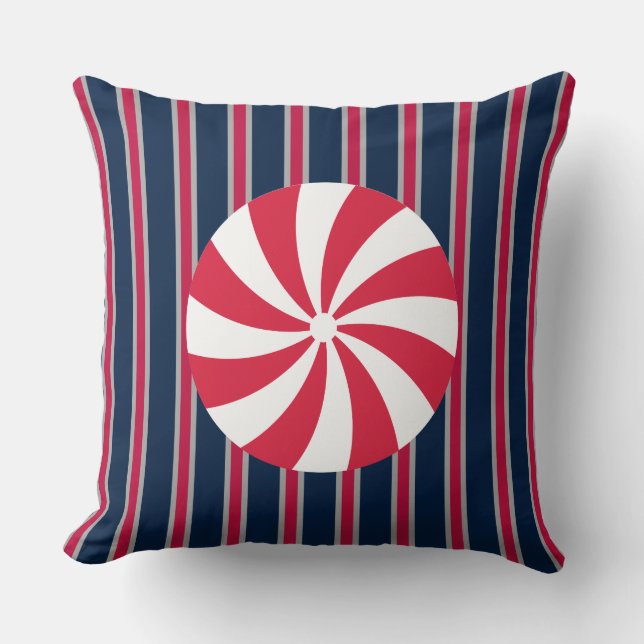 Fun and Fancy Peppermint Candy Throw Pillow (Front)